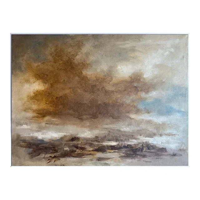 Western America Abstract Landscape Painting “Storms End” by Robert Baranet 1982