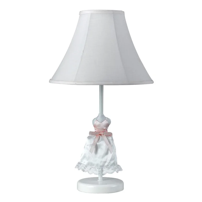 White 21 Fabric Round Juvenile Skirt Lamp