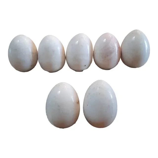 White Alabaster Marble Duck Eggs XL Easter Set 7