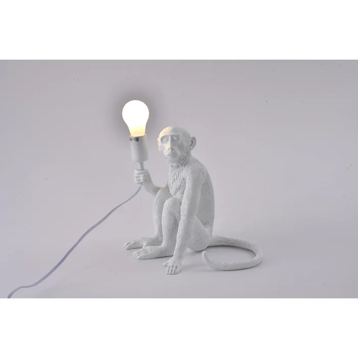 White Sitting Resin Monkey Table Lamp E26 – Design Living