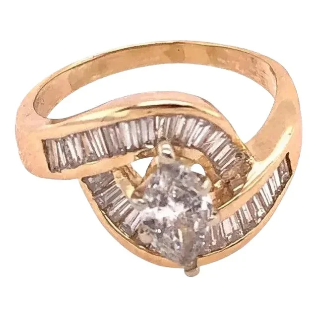 Yellow Gold Free Style Ring With Diamonds