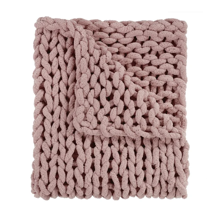Your LifeStyle Chenille Knitted Blush Throw