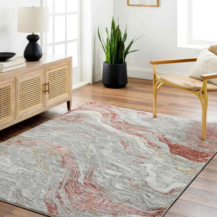 Yun Modern Brick Red Area Rug